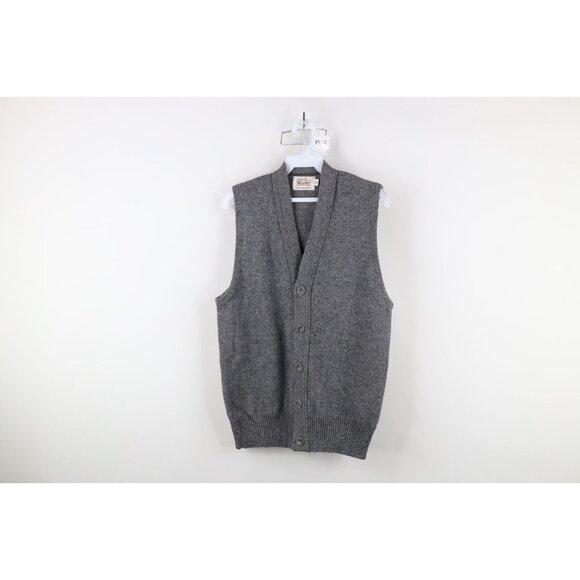 Vintage 50s 60s Rockabilly Mens Large Atomic Fleck Wool Knit Sweater Vest USA